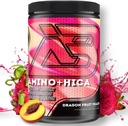 Amino + HICA EAA Suplemento TENIDO Recuperación Mejorada, Mejor Resistencia, Mayor Fuerza, Energía, Hidratación ANTE Bcaa, Electrolitos, Leucine, Polvo, 30 Servimientos (Dragon Fruit Peach)