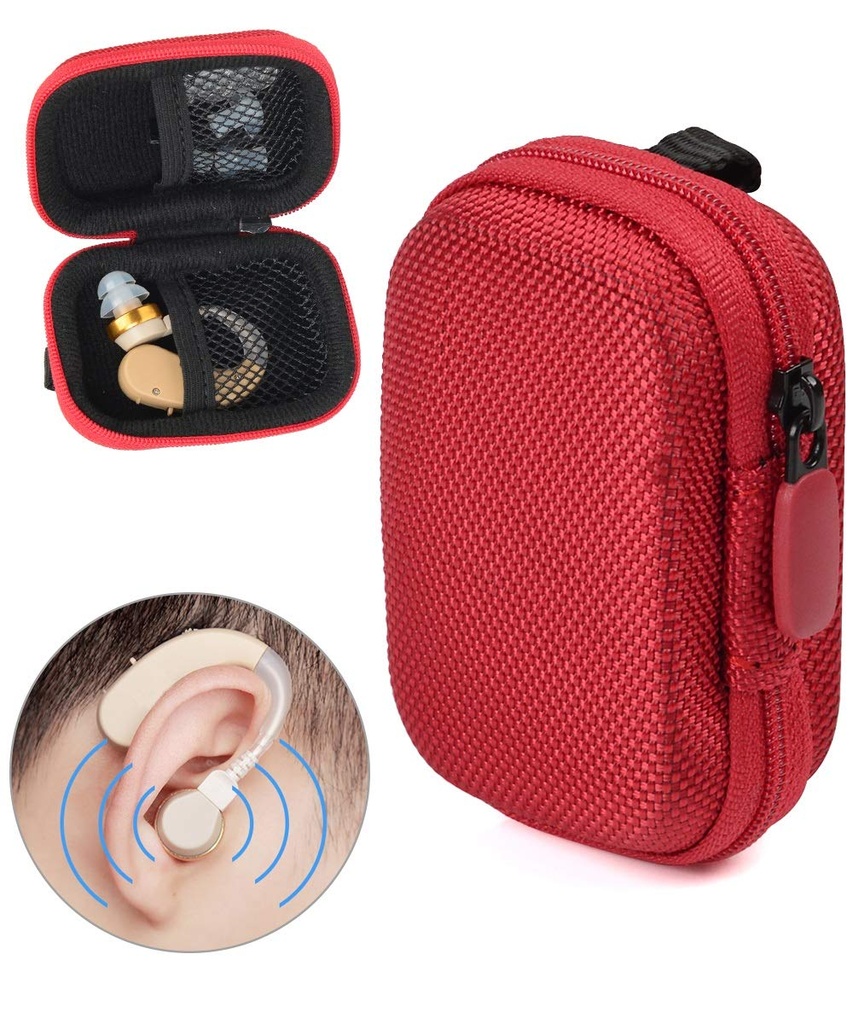 Designed Protective Case for Hearing Aid, Hearing Amplifier, Personal Sound Amplifier, Hearing Device, Listening Device, Strong Mini Case with Mesh pocket, Universal design