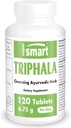 Supersmart - Triphala 6.75 g Por Serving - con Amla, Behada & Harada - Limpiador Interno para la Digestión - Suplemento Detox Natural Silencioso No GMO &amp; Gluten Libre - 120 cápsulas vegetarianas