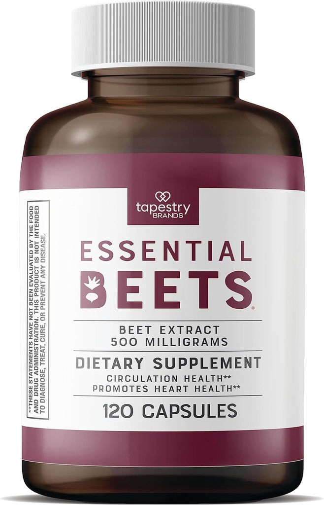 Beets esenciales Suplemento dietético - Extracto de remolacha Premium para la salud del corazón y la presión arterial, mejora el rendimiento deportivo, suministro de 2 meses, Vegan &amp; Allergen-Free