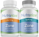 Nutranize Zone Twin-Pack Supplement System - Pharmacist-Designed Morning & Bedtime Capsules with Magnesium Glycinate, Vitamina D3, K2 MK7, Methylfolate, Chromium, Melatonin - 30 Day Supply (120 Conde)