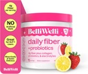 Belli Welli Fiber Suplemento para Mujeres Men, Premium Daily Fiber Powder de Acacia Orgánica con Agregado Collagen, Electrolytes sensibleProbióticos, No Bloat, Constipation limitadaGut Health Support (Strawberry Lemonade)