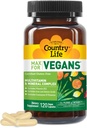 Country Life Max for Vegans - 120 Vegan Capsules - Daily Multivitamins - Immune Support Supplement - Contiene Vitamina B12, Hierro, Aminoácidos, Coenzima B Vitaminas - Sin gluten