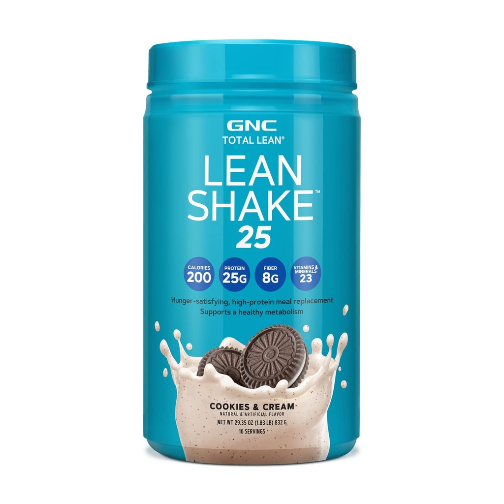 GNC Total Lean ← Lean Shake 25 Protein Powder  sometida High-Protein Meal Replacement Shake  durable Cookies y Cream  16 Servings