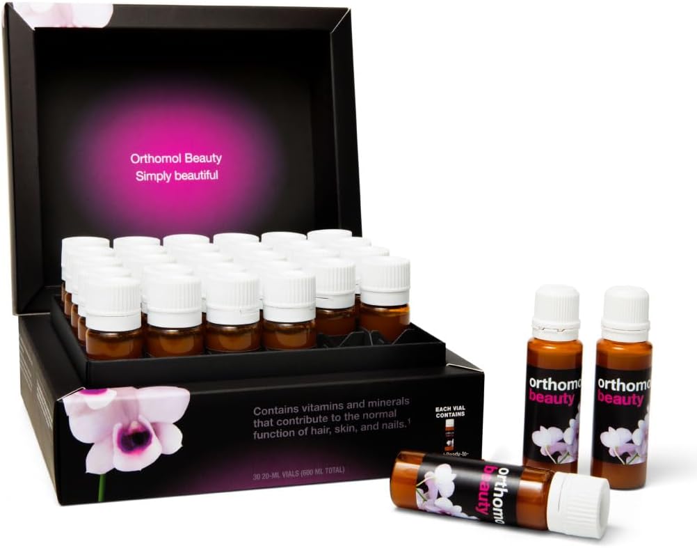 Orthomol Beauty Vial - Suplemento de Belleza Líquida con Hidrolysate Collagen, Ácido Hialurónico y Coenzyme Q10 para el cabello, la piel y la salud de uñas
