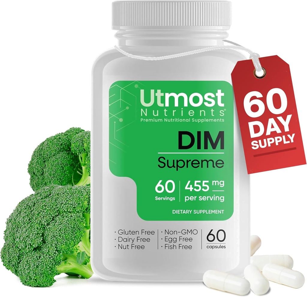 Suplemento DIM para Mujeres - 455 mg, 60 cápsulas ANTERIENTE Blend of Broccoli Extract and Bioperine for Maximized Bioavailability ← Diseñado para ayudar con la regulación del estrógeno TENA Soporte para Hombres y Mujeres