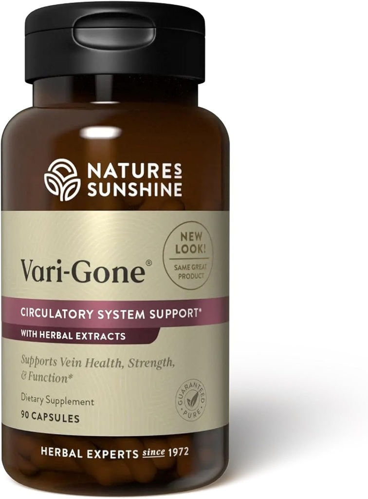 El Sunshine Vari-Gone de la naturaleza, 90 cápsulas, Varicose Vein Suplementos con 7 potentes hierbas y Nutrientes que apoyan la Circulación para la Salud Veinte, Fuerza y Función