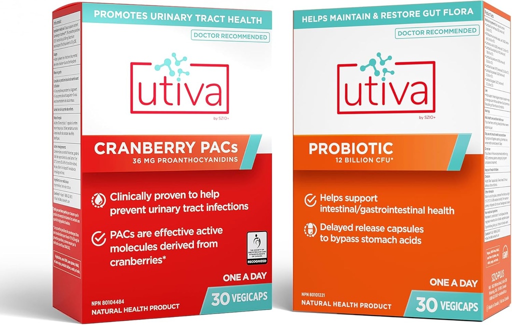 10% Bundle Utiva 36PAC Power Bundle tención 30 Days ← Bundle with 36mg Soluble Cranberry PACs (DMAC/A2) y 30B CFU Probiotic Power (Lactobacillus y Bifidobacterium Strains) Silencio Localmente Made.