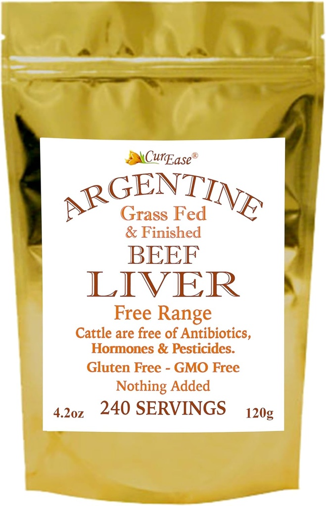 CurEase Beef Liver Powder - Argentina Grass Finalizado - Sin grasa - 4.2 oz 240 Servimientos