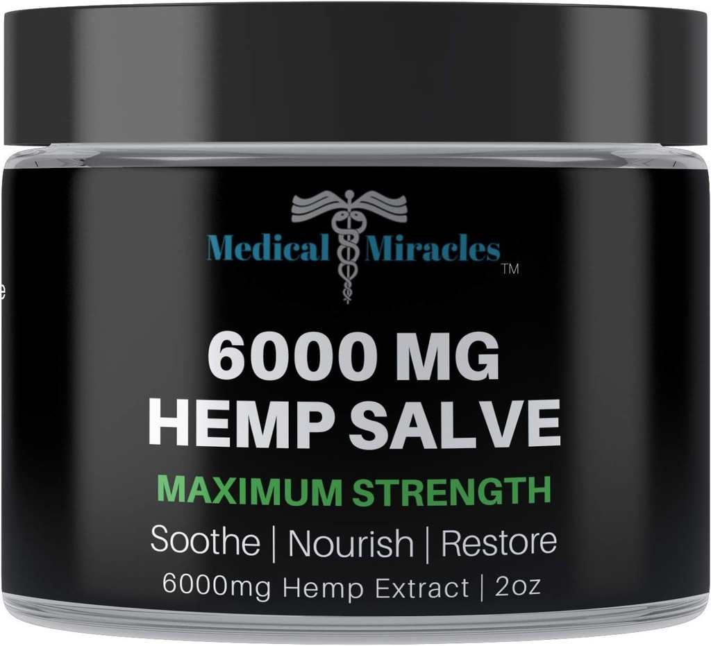 Milagros médicos 6000 MG Maximum Strength Healing Salve Use for HIPS, Joints, Neck, Back. Hecho con los ingredientes más finos disponibles