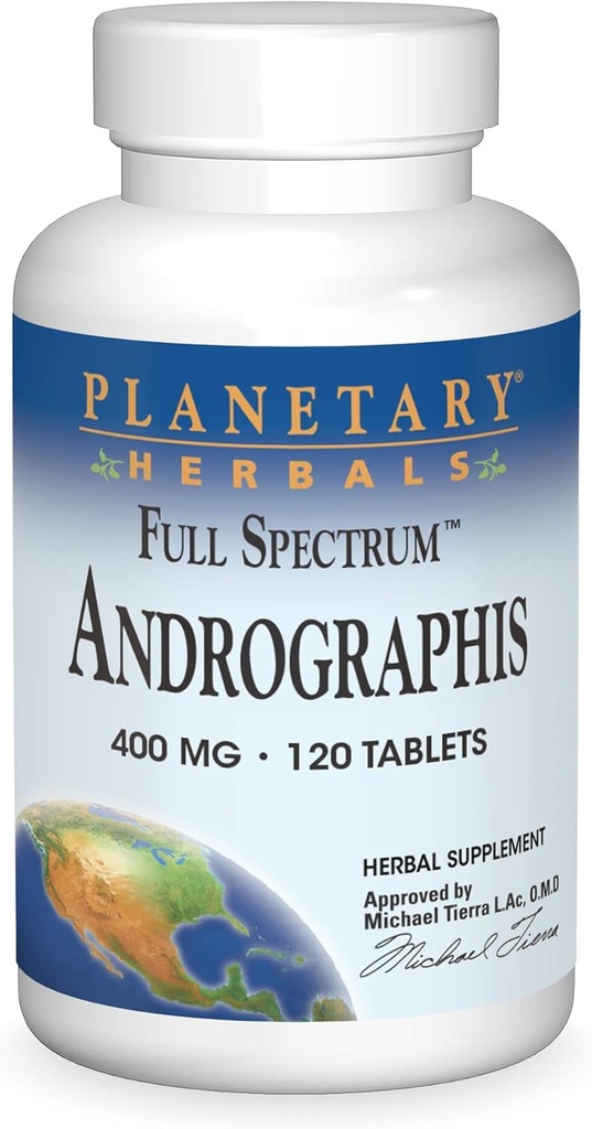 Herbals planetarios Full Spectrum Andrographis 400mg Apoyo Digestivo saludable, Cardiovascular & Unrinary Systems - Soporte para la función saludable del hígado &amp; inmunológico - Herb ayurvédico - 120 Tabletas