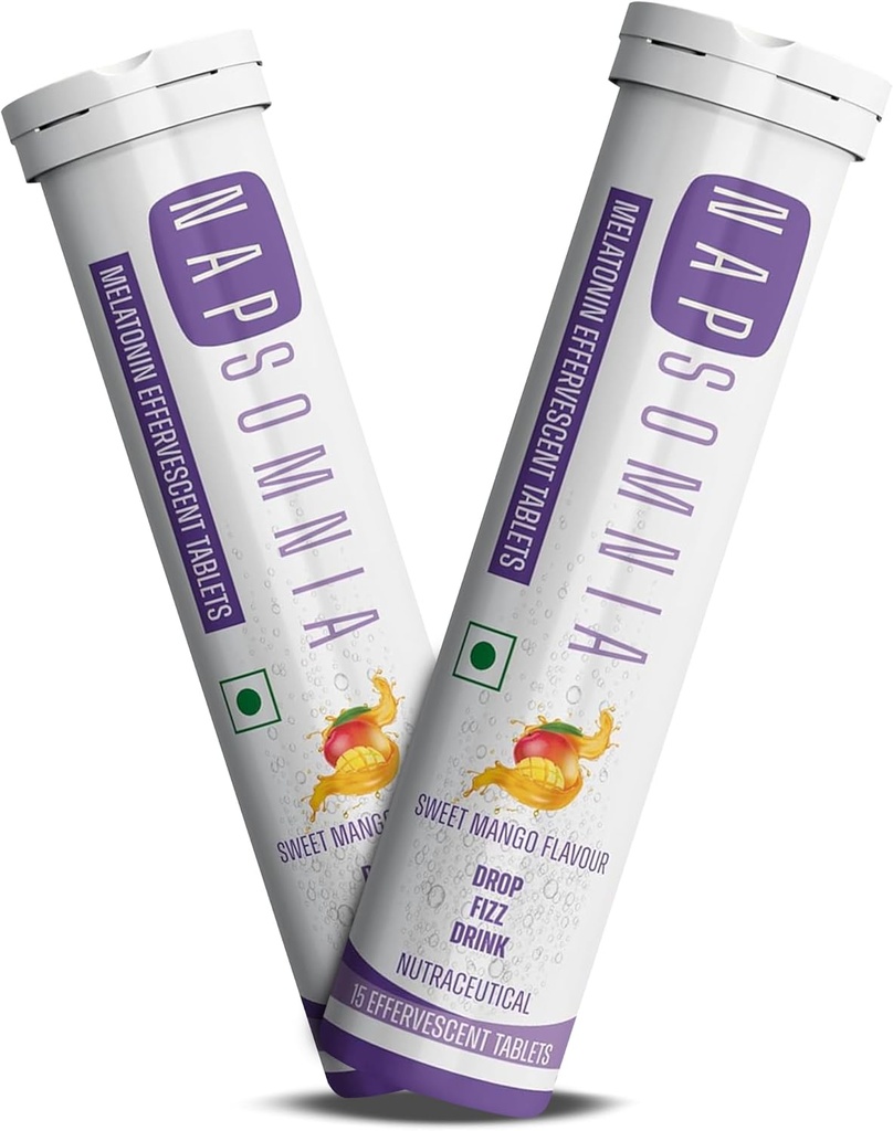 Melatonina Tablas efervescentes (Sweet Mango, 30 Cuenta) – Dissolvable Melatonin Capsules w/ L-Theanine, Chamomile, &amp; Más - Suplemento de Ayuda al Dueno para Adultos - Vegan, No GMO Melatonina Suplemento