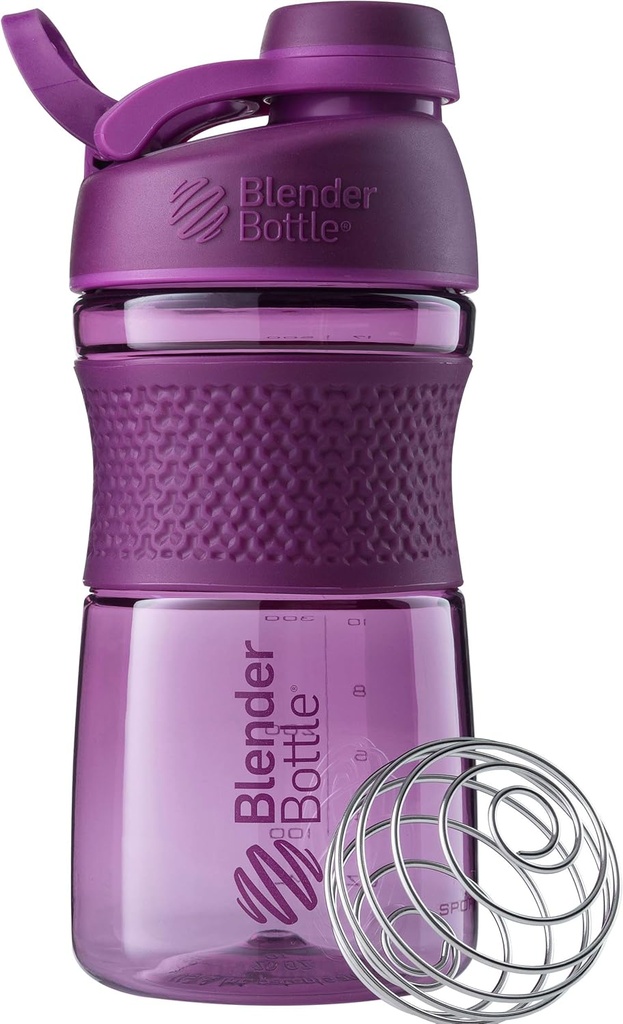 BlenderBottle 20-Ounce SportMixer Twist Cap Tritan Grip Shaker Botellas, Armada y Plum