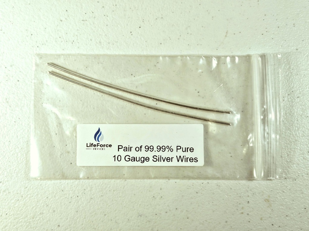 Pure Silver Generator Wires – 9999 Silver Electrodes – Pre-Cut 6-Inch 10 Gauge Wires – Fits LifeForce Generators