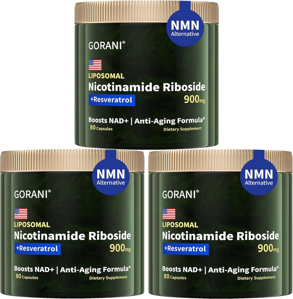 Gorani NAD+ Suplemento 900MG, Nicotinamide Riboside, Liposomal Resveratrol, Quercetin (3)
