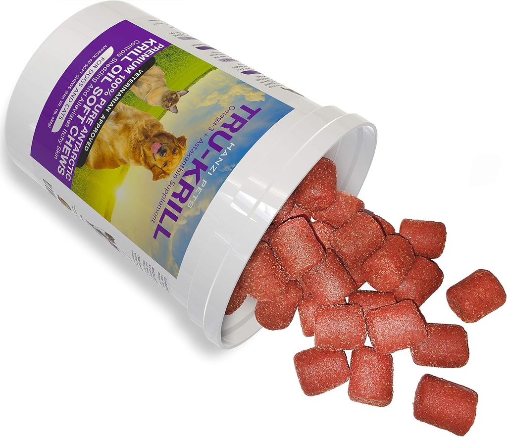 #1 Premium Antártico Krill Oil Soft Chews for Dogs TENIDO Rich in Omega 3 TENIDA Astaxanthin TEN Vitamin E Silencio para Skin and Coat TEN Low Allergen TEN Low Calorie TEN CGMP Certified Silencio Made in USA ← 60 Savory Soft Chews