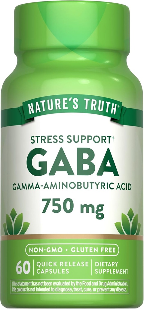 La verdad de la naturaleza GABA 750mg Capsules Silencio 60 Conde ← Gamma Aminobutyric Acid Suplemento No Gluten