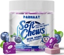 Iron Soft Chew Supplement with Vitamin C | Blueberry Flavored | Gluten Free | Iron Supplement for Women Men and Kids | 60 Count | 2 Month Supply
