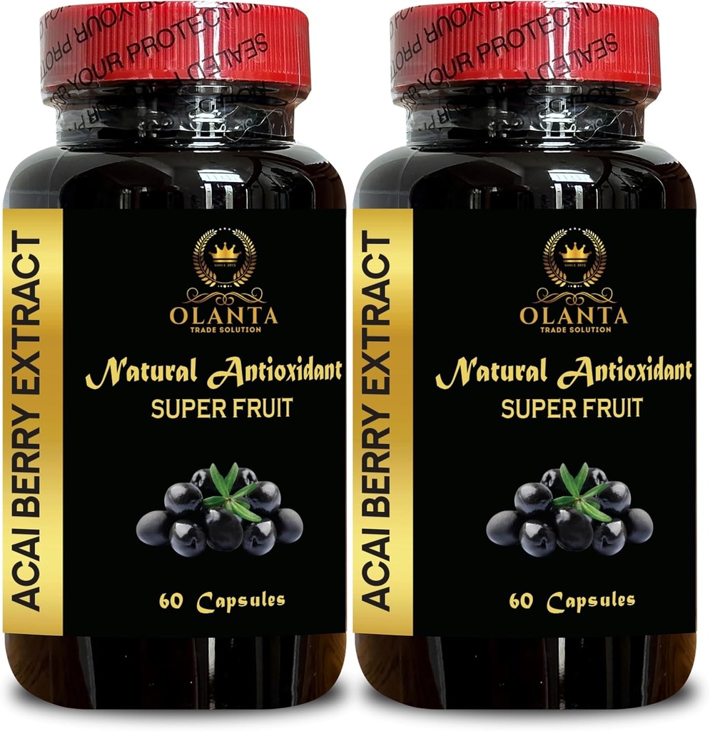 ACAI Berry Extract - Premium Organic Acai Berry Supplement, Acai Berry Energy, Natural Antioxidant Support, Superfood Wellness Formula - 2 Botellas 120 Capsules