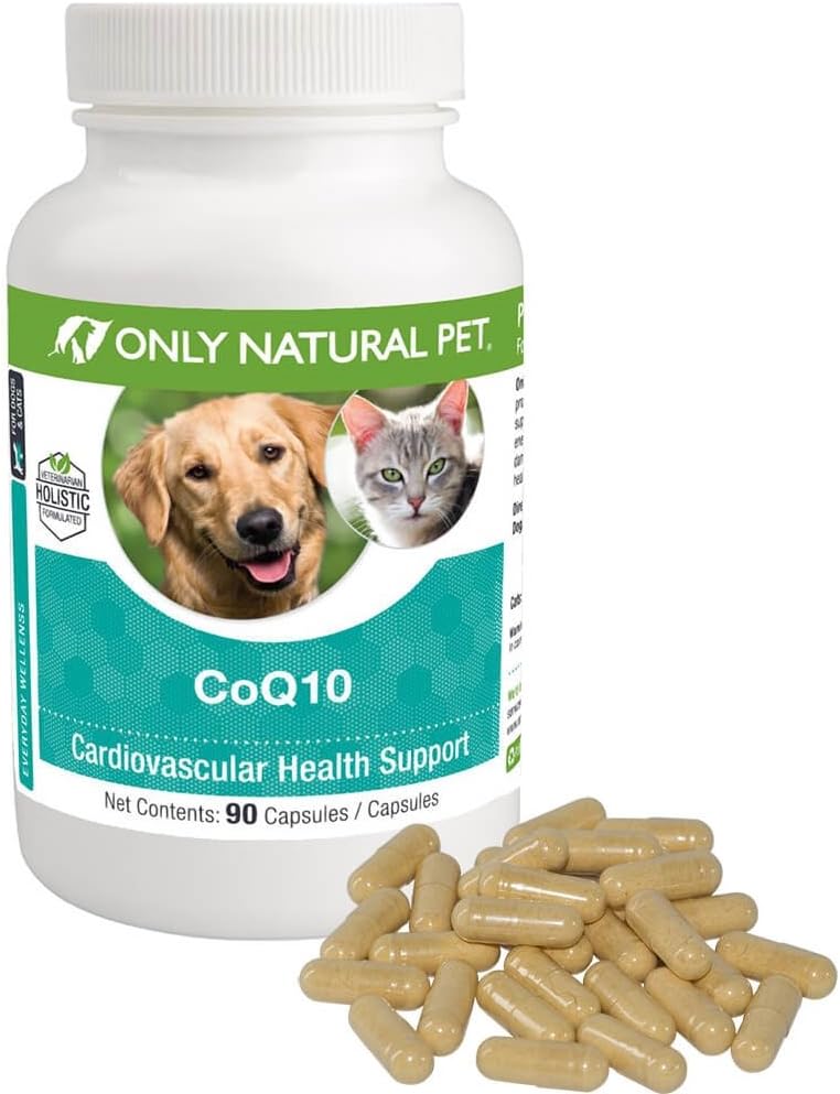 Sólo Natural Pet CoQ10 cápsulas para perros &amp; gatos – Coenzyme Q10 Ubiquinone Suplemento – Ayuda a mantener la vitalidad, energía &amp; bienestar general – 90 cuenta