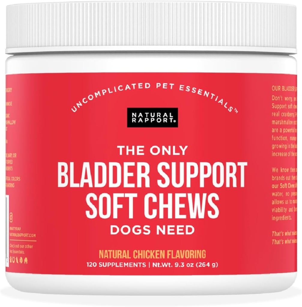 Natural Rapport Dog Bladder Support - La única vejiga de soporte perros necesita - 120ct Suplementos que contienen arándanos y D- Manguera para ayudar en la función del riñón
