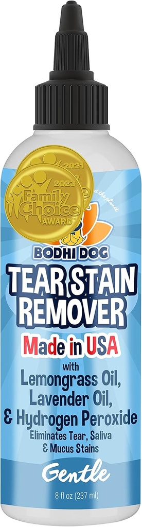 Bodhi Dog Tear Stain Remover - Removes Tears, Saliva &amp; Mucus Stains de Dogs & Cats - Solución suave, natural para pieles sensibles " Coats, Sin alcohol, Made in USA (8 Fl Oz)