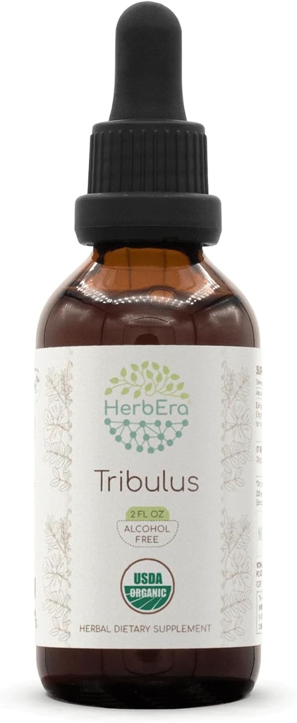 HerbEra Tribulus B60 Extracto herbario libre de alcohol Tintura, gotas líquidas concentradas Natural USDA Organic Tribulus (Tribulus Terrestris) Fruta seca (2 fl oz)