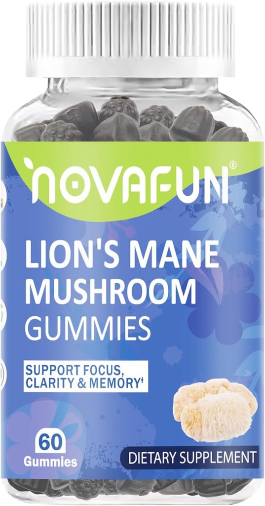 León Mane Mushroom Gummies – 1000mg para Focus " Cognitive Support, Vegetarian " Gluten-Free, Mixed Berry Flavor, 60 Conde
