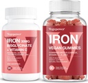 Gummies de hierro vegano + Iron Bisglycinate 30MG ← Vegan Iron Suplemento Apoyo para la Energía Sanitaria y Diaria para Adultos &amp; Niños - 180 Condes