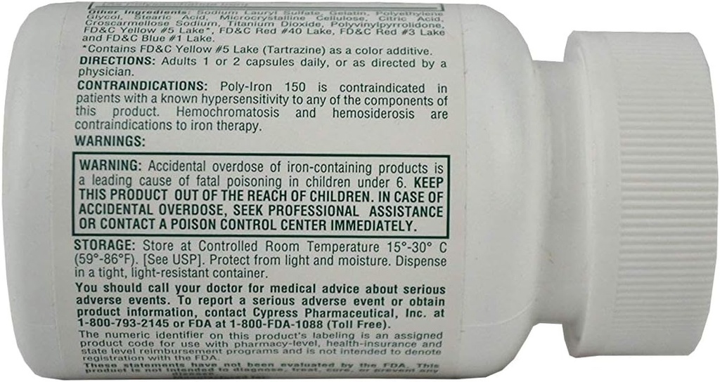 Poly-Iron 150 Capsules Compare a Niferex 150, 100 ea