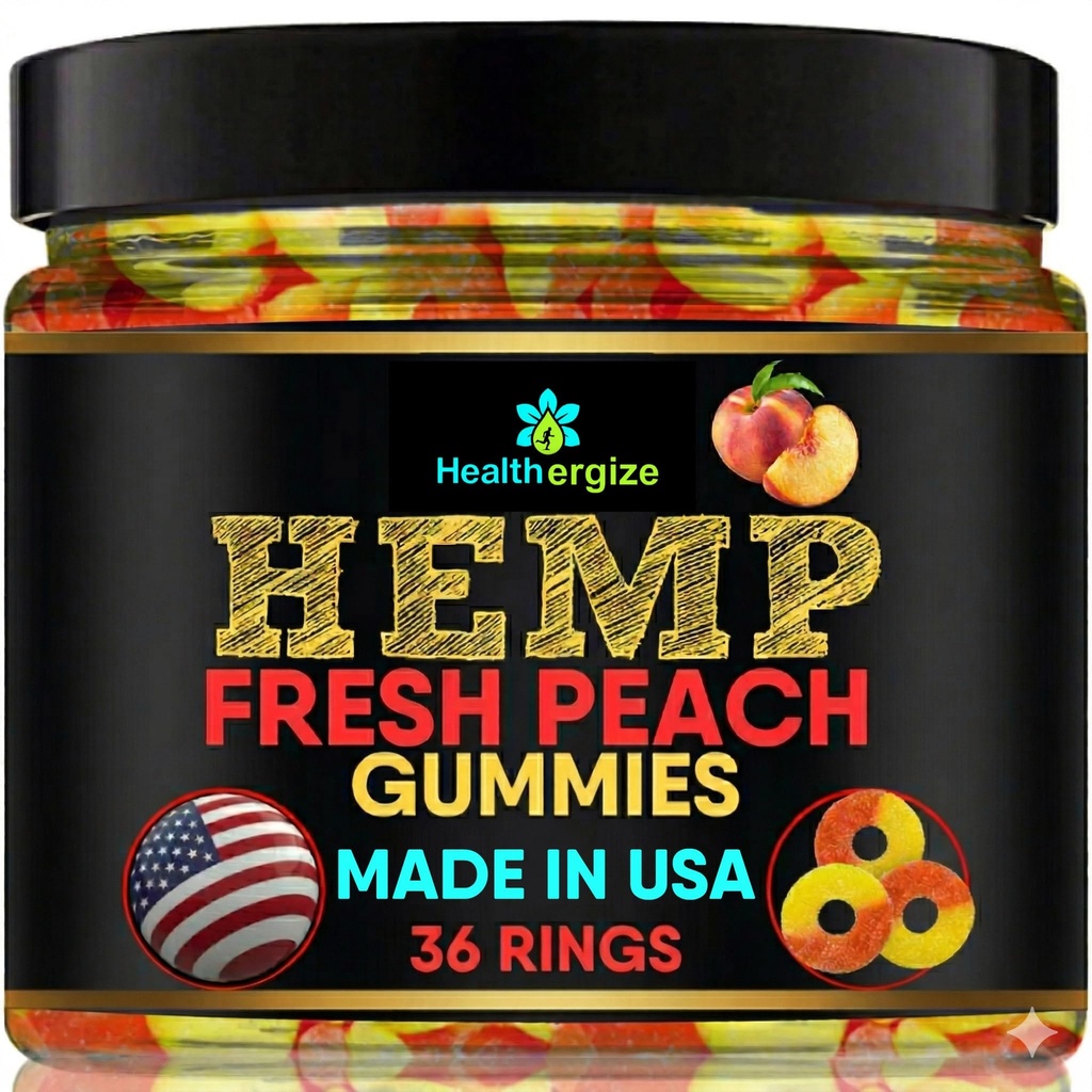 Ganchos de cáñamo-Anillos de melocotón Premium-Fresh and Full Flavor Gummy Bear Edibles-Natural Hemp Oil-Health Routine and Discomfort-Made in USA