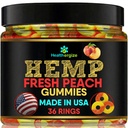 Ganchos de cáñamo-Anillos de melocotón Premium-Fresh and Full Flavor Gummy Bear Edibles-Natural Hemp Oil-Health Routine and Discomfort-Made in USA