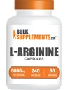 BulkSupplements.com L-Arginine 5000mg Capsules - Suplemento Arginina, Suplemento de óxido nítrico, L-Arginina Capsules - Gluten Free, 8 cápsulas por servicio, 240 cápsulas (Pack of 1)