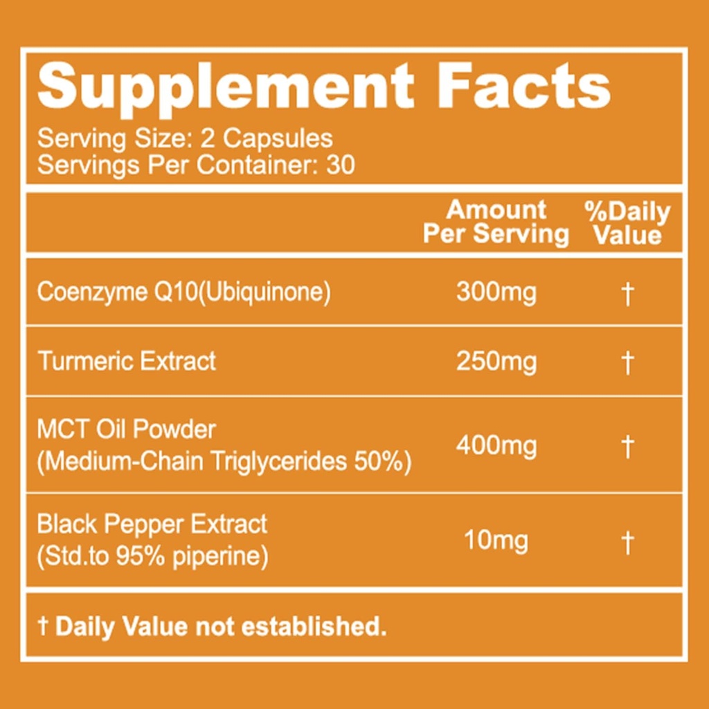 CoQ10 300mg cápsulas, Suplemento vegano para la producción de energía, no GMO, sin gluten - 60 cápsulas vegetales