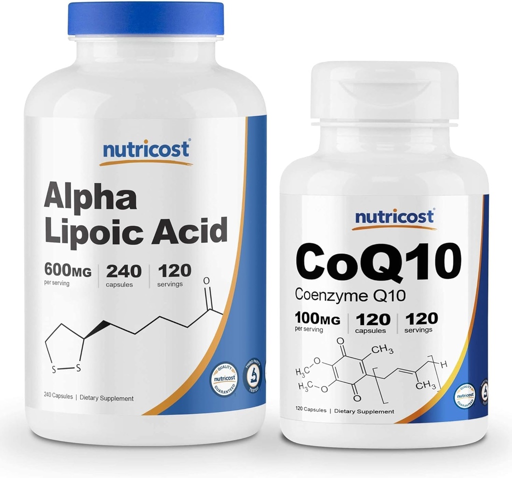 Nutricost Alpha Lipoic Acid 600mg, 240 Caps CoQ10 100mg, 120 Capsules