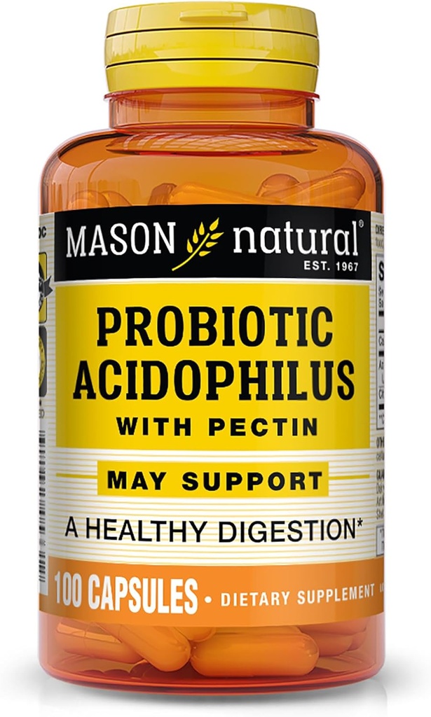 Mason Acidophilus natural con cápsulas de pectina, ayuda digestiva - 100 Ea