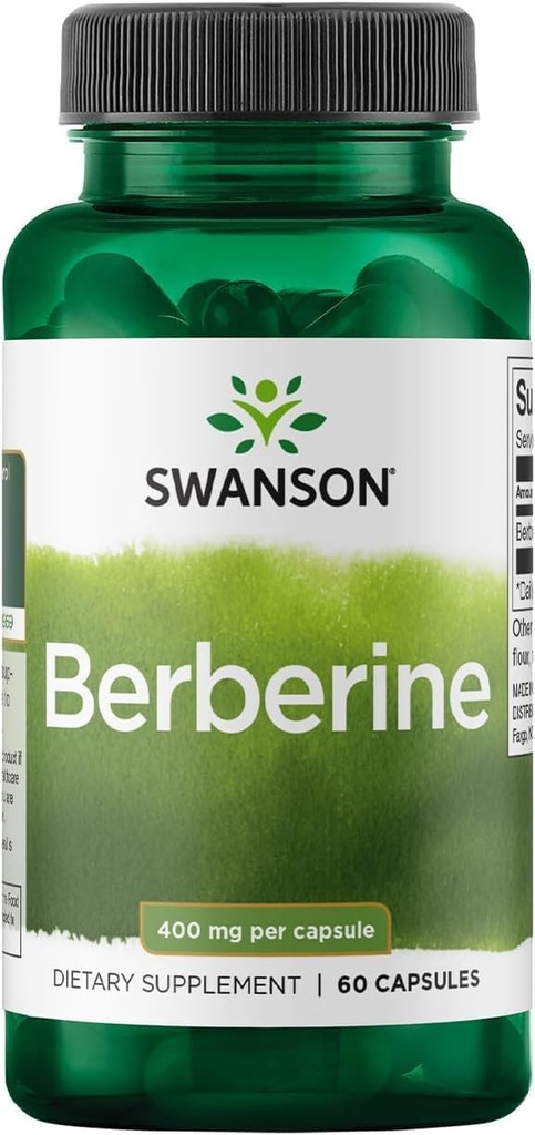 Swanson Berberine - Apoya la salud metabólica y la salud cardíaca* - Contiene bereberina estandarizada HCl - No GMO &amp; Libre de gluten - 60 cápsulas veganos