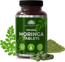 SAPTAMVEDA Natural Moringa Tablets, Drumstick Leaf Tablets (120 Tablets) - 500mg Cada ← Natural Multi-Vitamin ANTE Rich in Anti-Oxidant, Immunity Booster ← Buena para el cabello y la piel de las granjas India