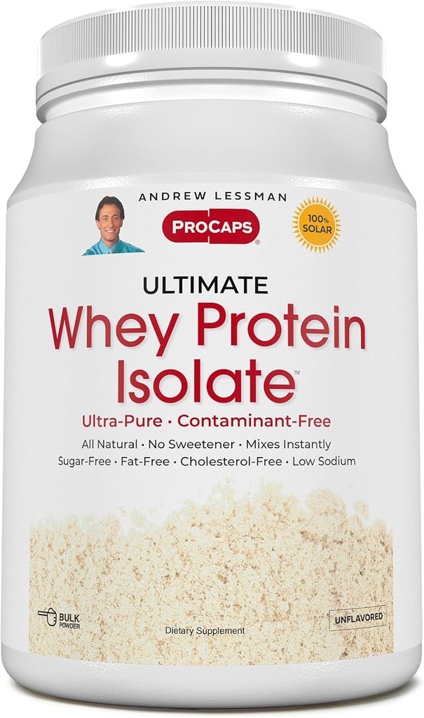 ANDREW LESSMAN Ultimate Whey Protein Isolate 30 Servings - Supports Workout Recovery and Lean Muscle Non-GMO, No Added Flavors, Fat-Free, Sugar and Sweetener-Free, Certified Kosher. No Additives