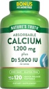 Verdad Absorbable Calcio 1200 mg con vitamina D3 5000 UI Silencio 120 Softgels Silencio Calcio Carbonato Silencio No GMO &amp; Gluten Suplemento Libre