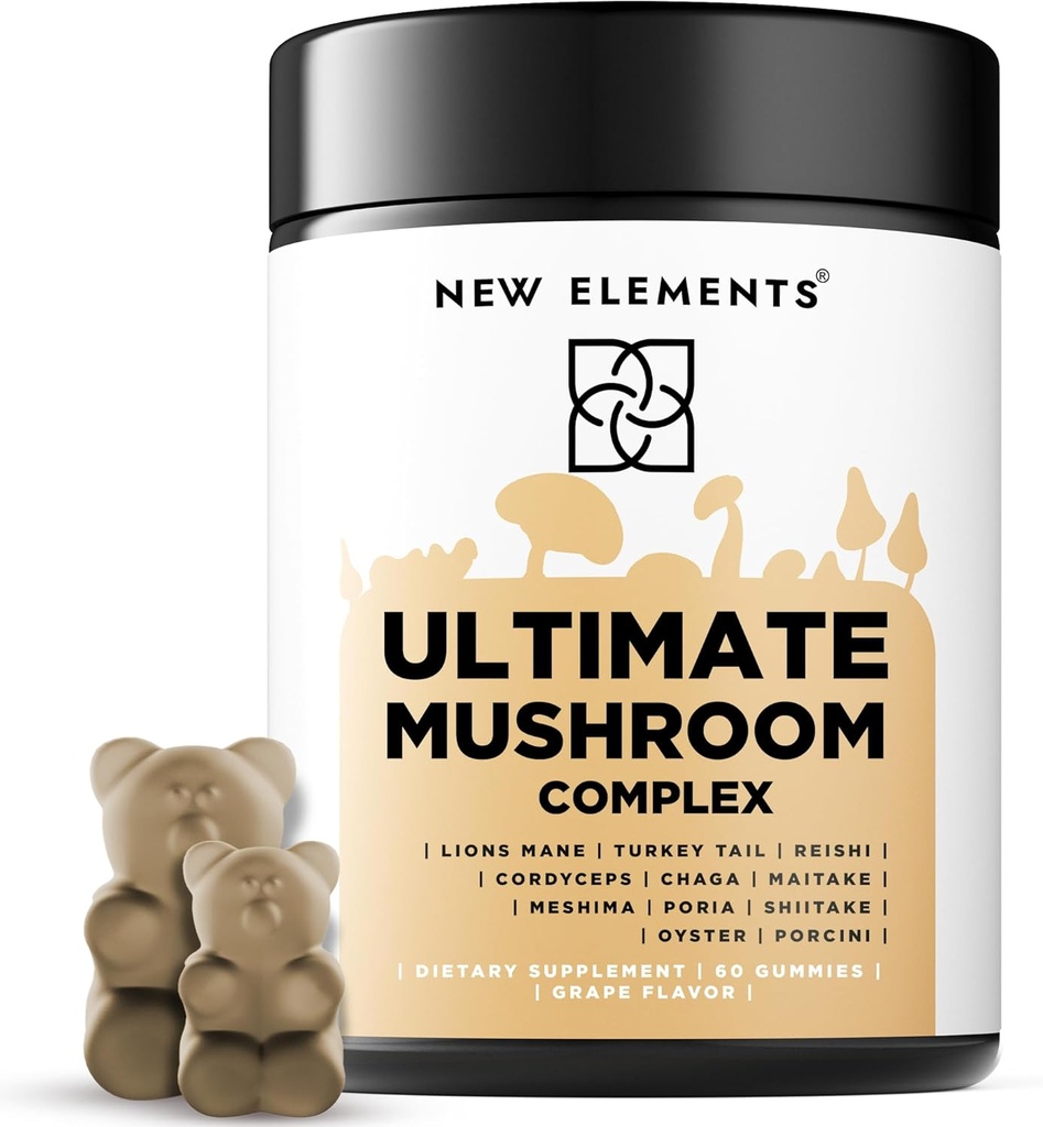 Mushroom Superstars - Mushroom Supplement Gummies Silencio Lion's Mane Silencio Turquía Tail Silencio Reishi  Cordyceps ← Maitake ← Meshima ← Poria ← Shitake ← Oyster Silencio Porcini Silencio Vegan Silencio No GMO Silencio Libre