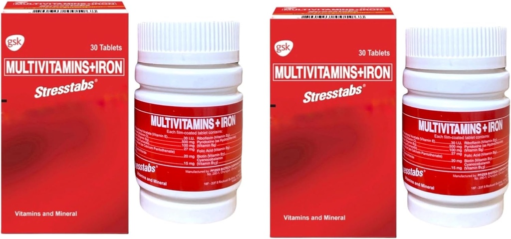 Genérico 2 Estantes Multivitaminas + Hierro, 30 Tabletas
