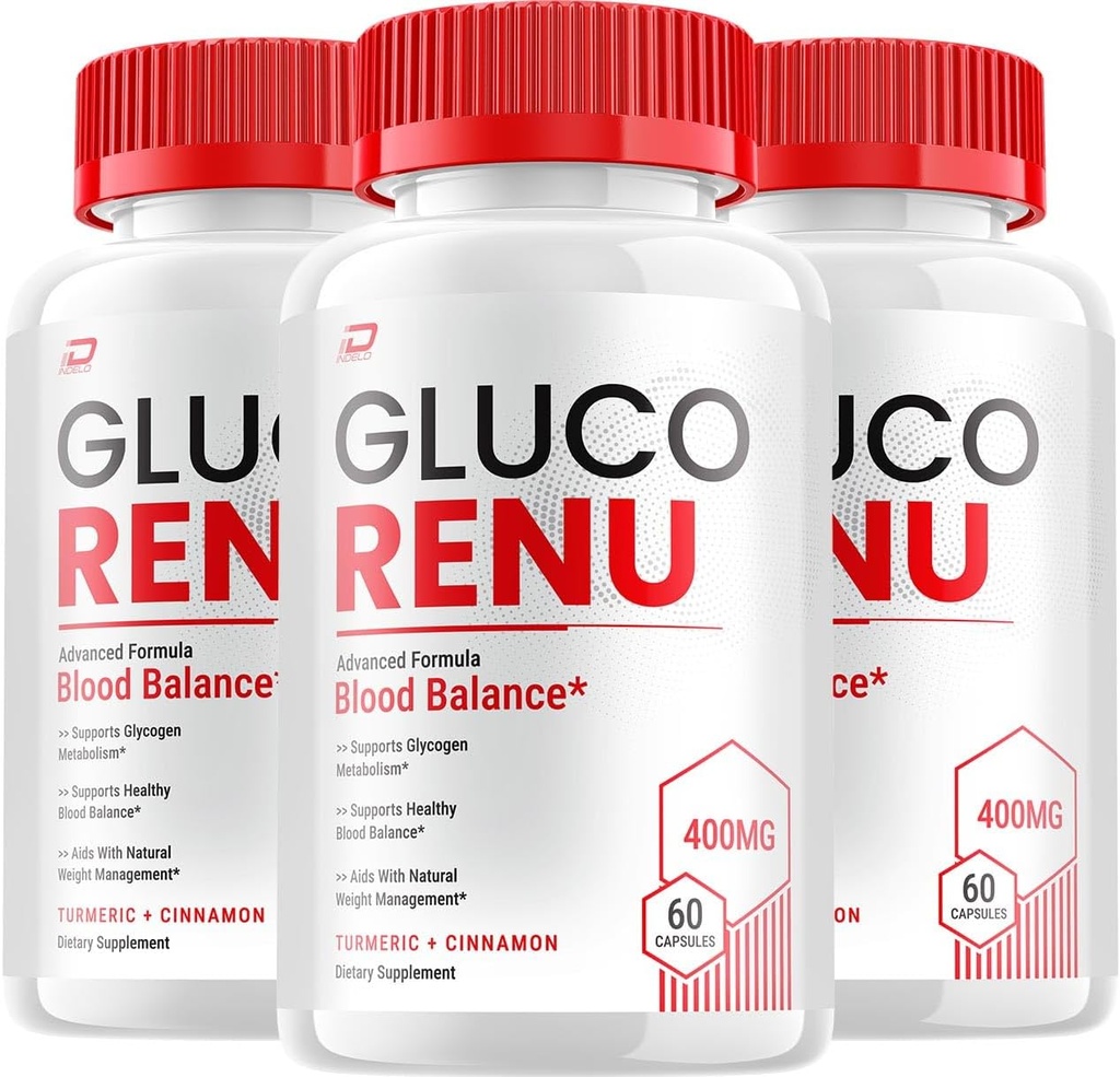 Gluco Renu Capsules - GlucoRenu Suplemento Avanzado, All Natural Formula to Maintain Healthy Levels, Maximum Strength Formula, Gluco Renuw Capsules Reseñas (3 Pack - 180 Capsules)
