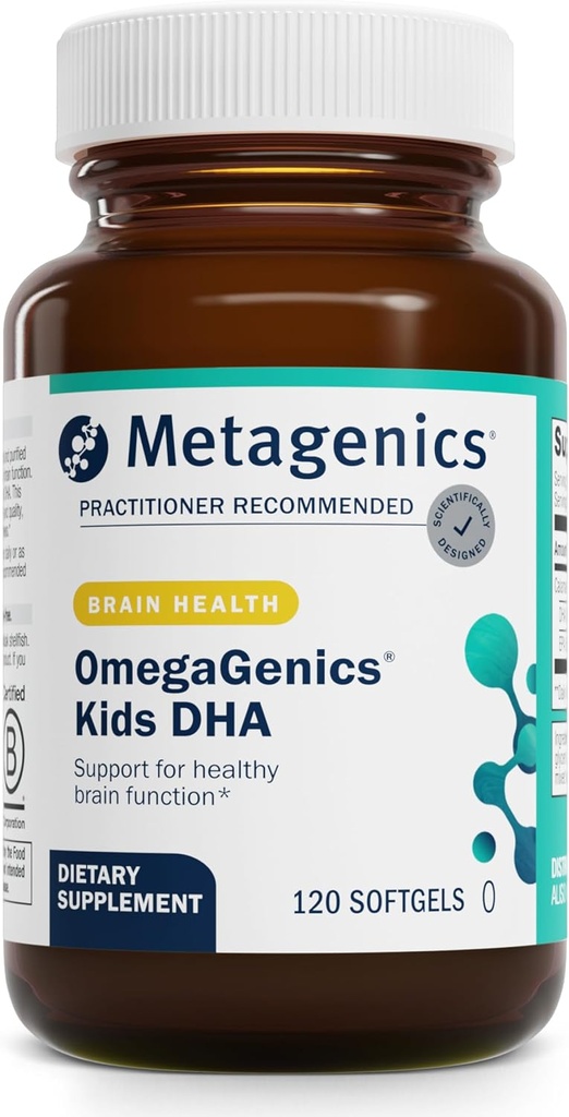 Metagenics MetaKids DHA - Kids DHA &amp; EPA Supplement - for Brain Health & Support* - Immune Support* - de Calamari Oil - Natural Fruit Flavor - 120 Softgels