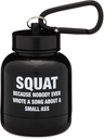 ONMYWHEY - Protein Powder &amp; Supplement Funnel Keychain, Portable To-Go Container for The Gym, Workouts, Fitness, &amp; Travel - TSA Aprobado, Squat