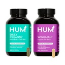 HUM Full Skin and Liver Health Supplement from Nutrition, Wingman and Daily Cleanse A Green Detox &amp; Milk Thistle for Skin Care Support and Liver Health, 2 Pack Bundle, 60 Vegan Capsules