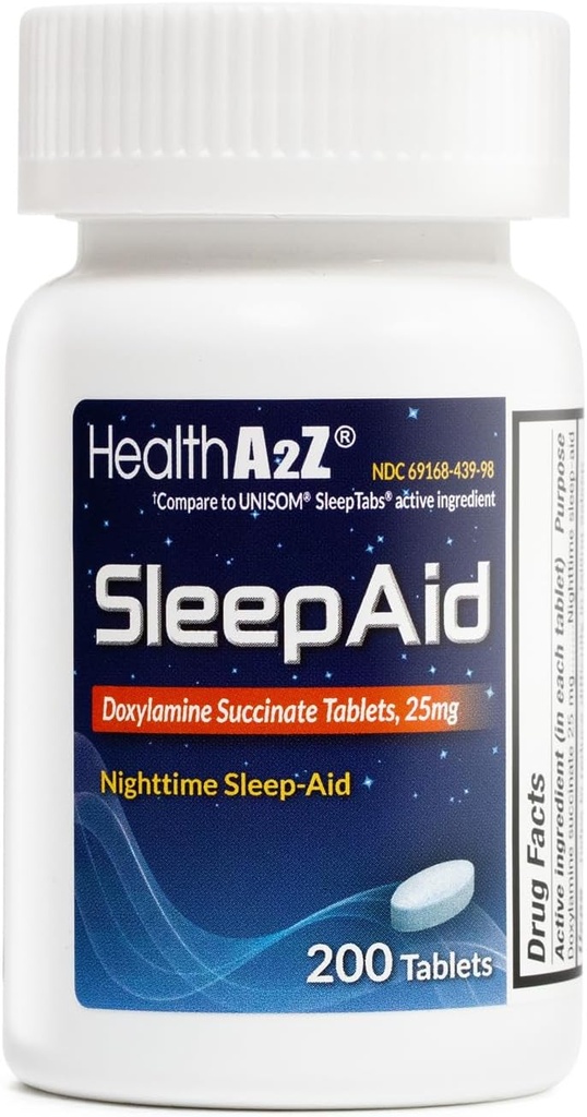 HealthA2Z® Sleep Aid ← Doxylamine Succinate 25mg tención (200 Condes (Pack of 1))