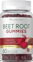 Carlyle Beet Root Gummies ← 60 Conde ← Vegan Strawberry Flavored Chewable Suplemento ← Non-GMO, Gluten Free