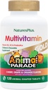 NaturesPlus Animal Parade Gold Children's Multivitamin - Cereza surtida, Orange &amp; Grape Flavors - 120 Animal-Shaped Chewable Tablets, Pack de 4 - Vegan, Gluten Gratis - 240 Total Servings