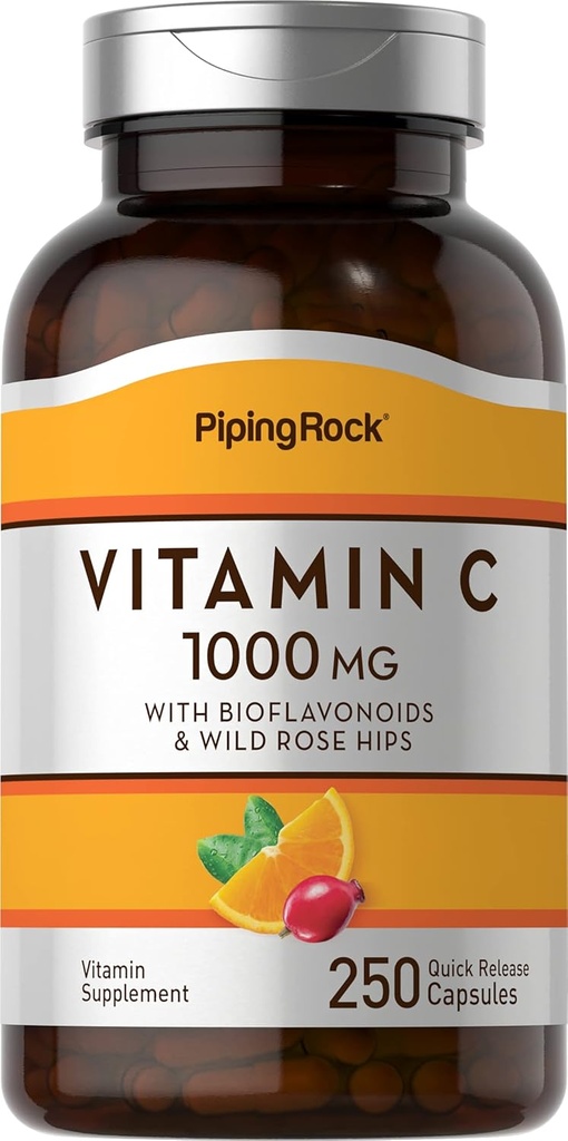 Piping Rock Vitamina C 1000mg  250 Capsules  with Bioflavonoids and Rose HIPS